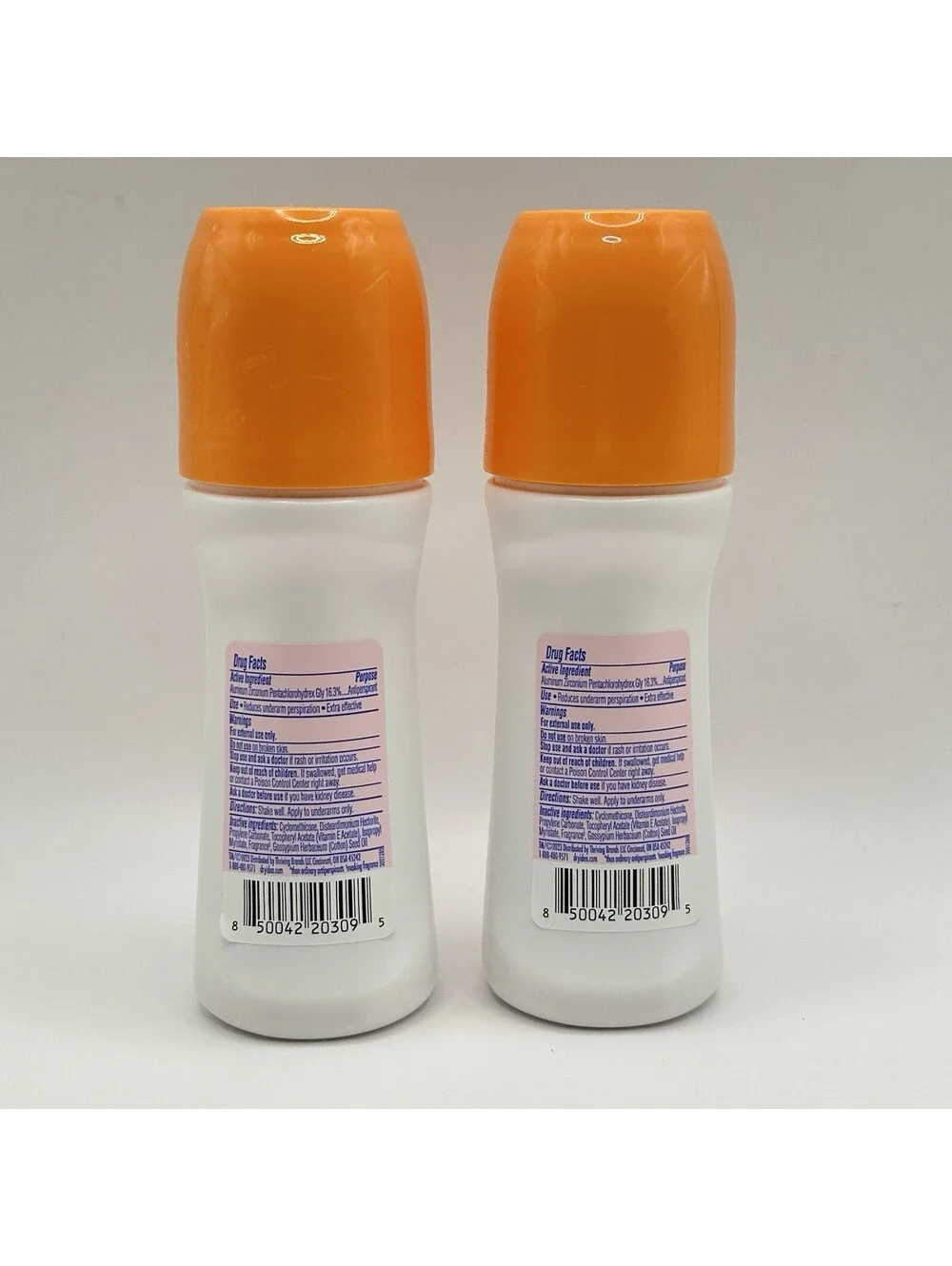 Dry Idea Unscented Antiperspirant Deodorant Roll On 3.25 oz Pack of 2